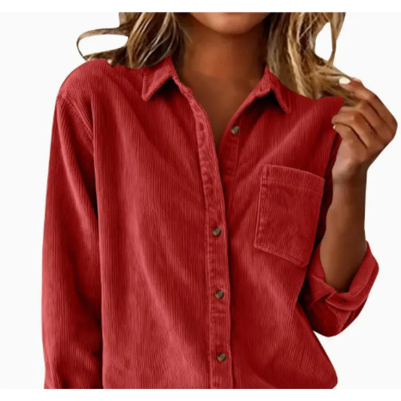 Women's Corduroy Overshirt – Striped Collar Relaxed Fit