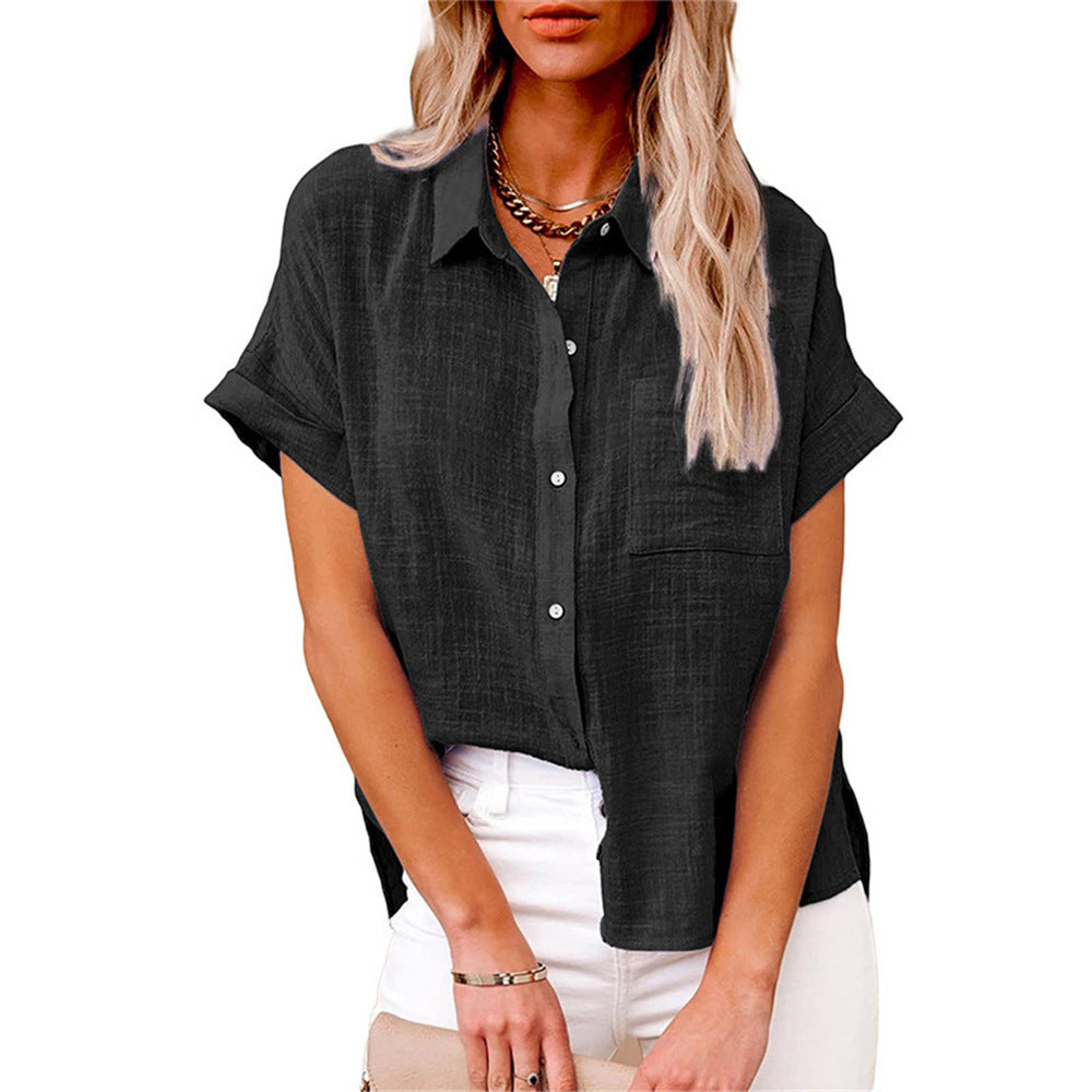 Women's Linen Short-Sleeve Shirt – Relaxed Button-Front