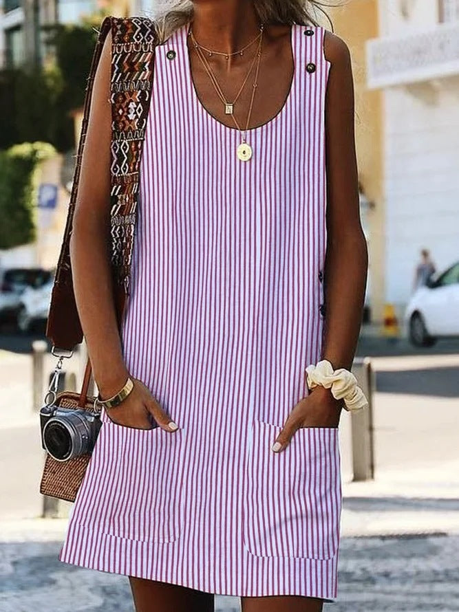 Women's Striped Mini Dress – Overall-Inspired Fit