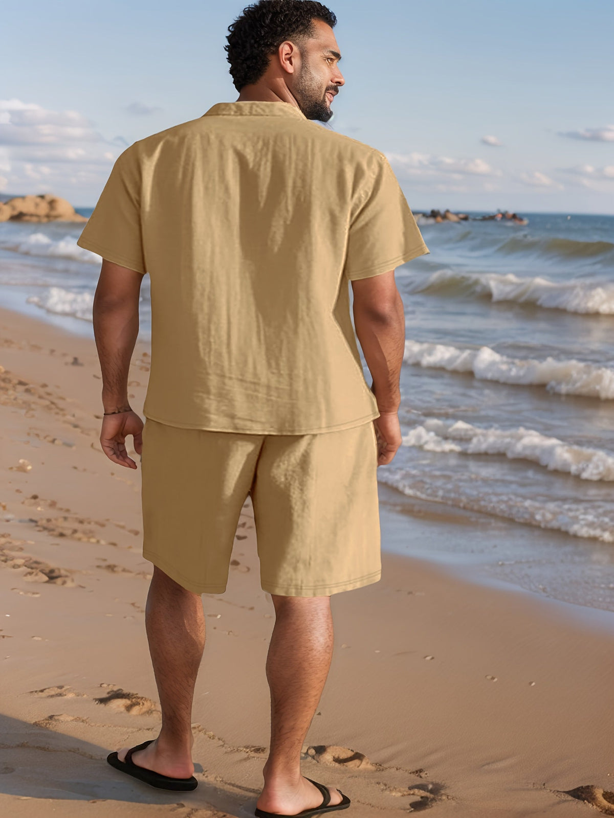 Men's Linen Shirt and Shorts Set – Short Sleeve Regular Fit