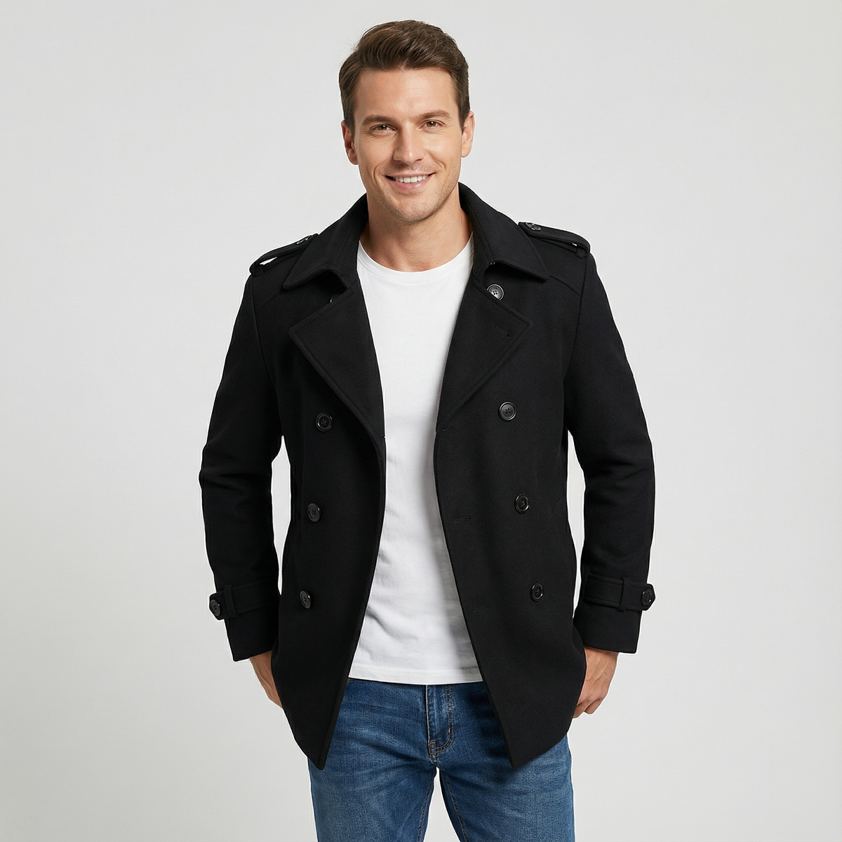 Men's Belted Trench Coat – Tailored Midi Length