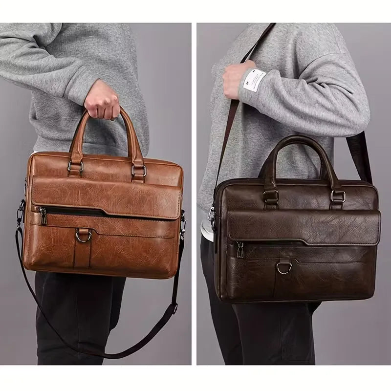 Men's Leather Laptop Bag – Structured 15-Inch Carry