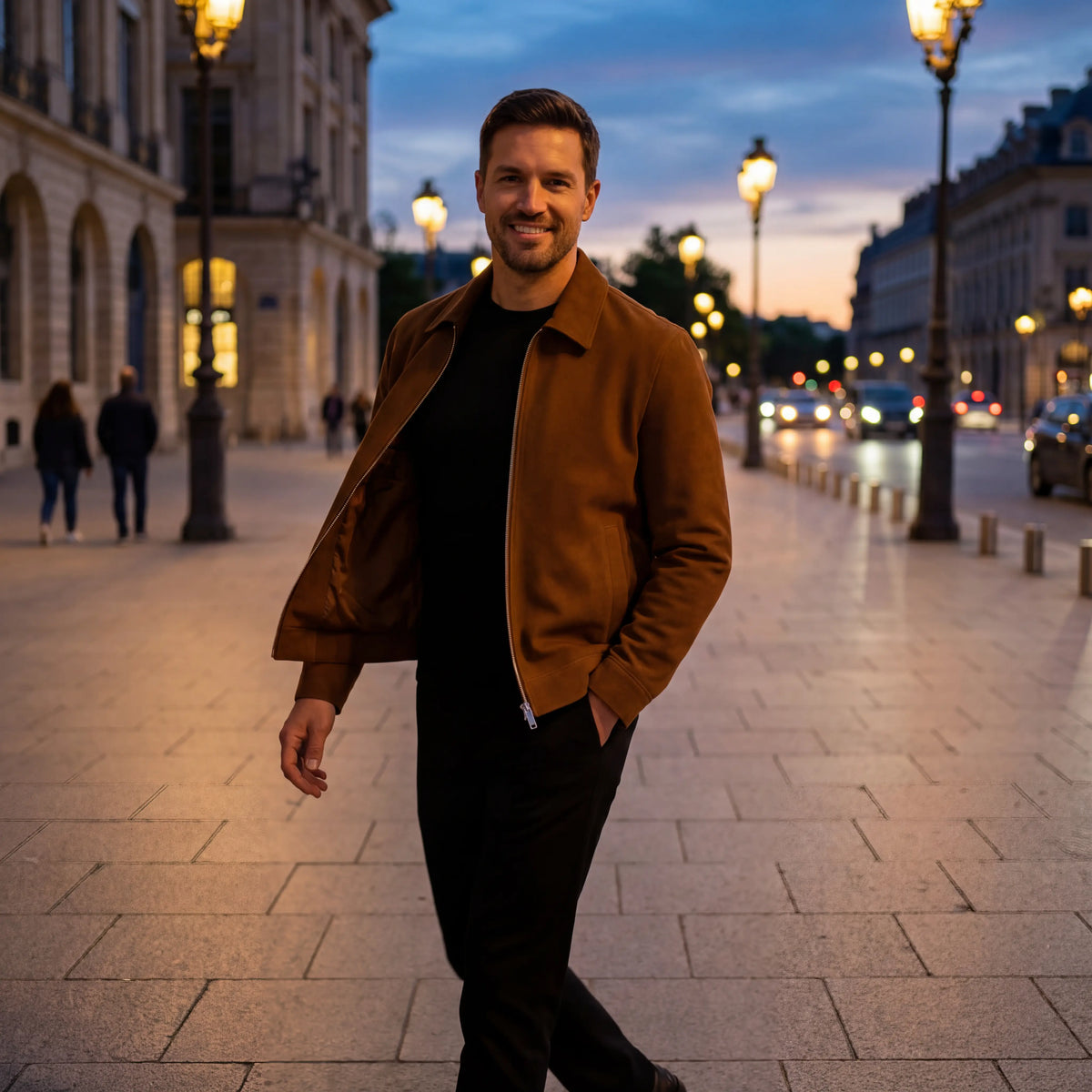 Men's Faux Suede Jacket – Cropped Relaxed Fit