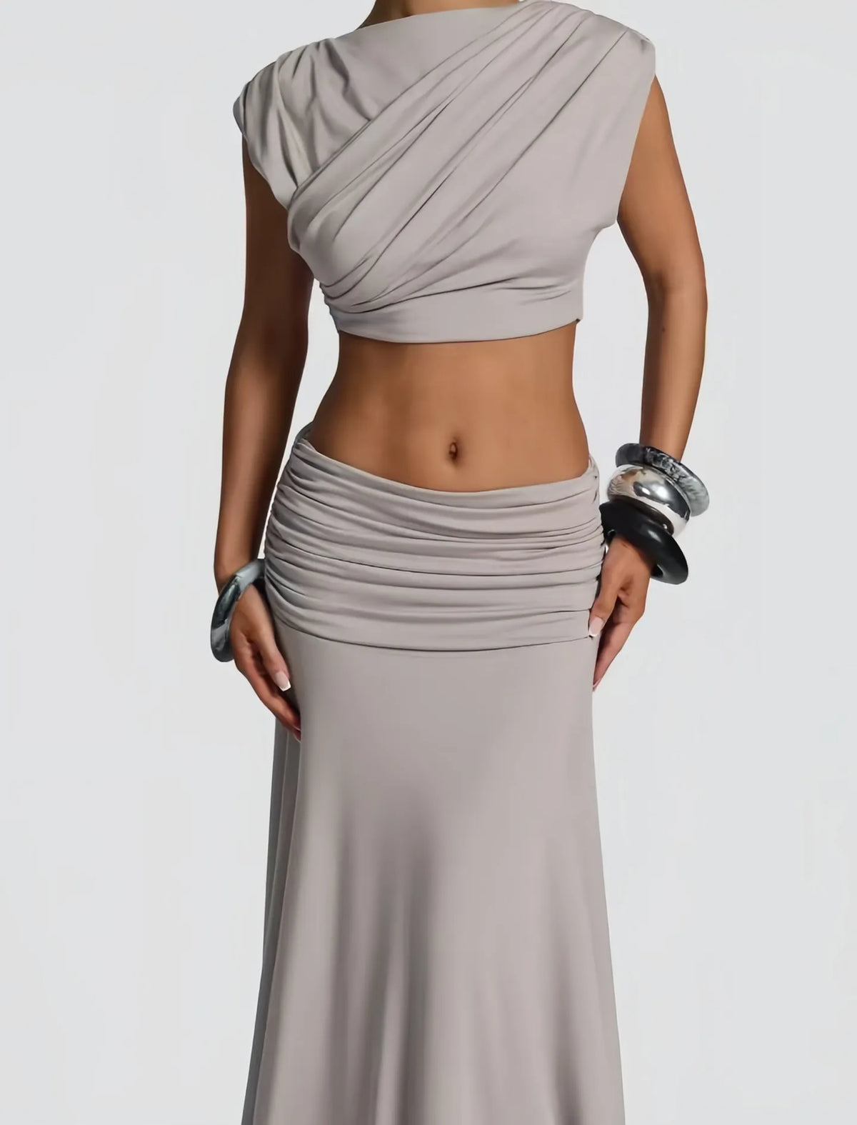 Women's Crop Top and Maxi Skirt Set – Fluid Stretch Fabric