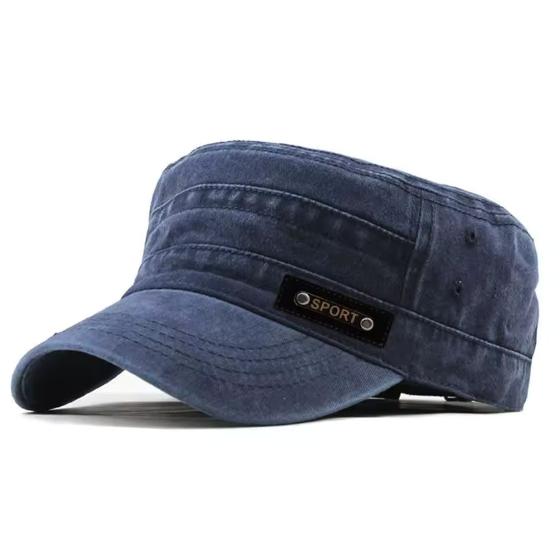 Men's Washed Cotton Cap – Flat-Top Vintage Patch