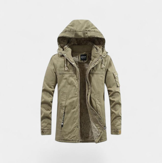 Men's Cotton Hooded Parka – Washed Lapel Collar