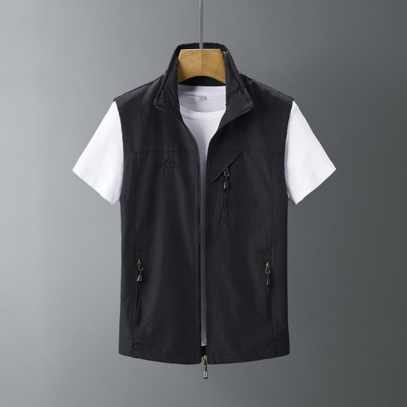 Men's Lightweight Outdoor Vest – Full-Zip Stand Collar