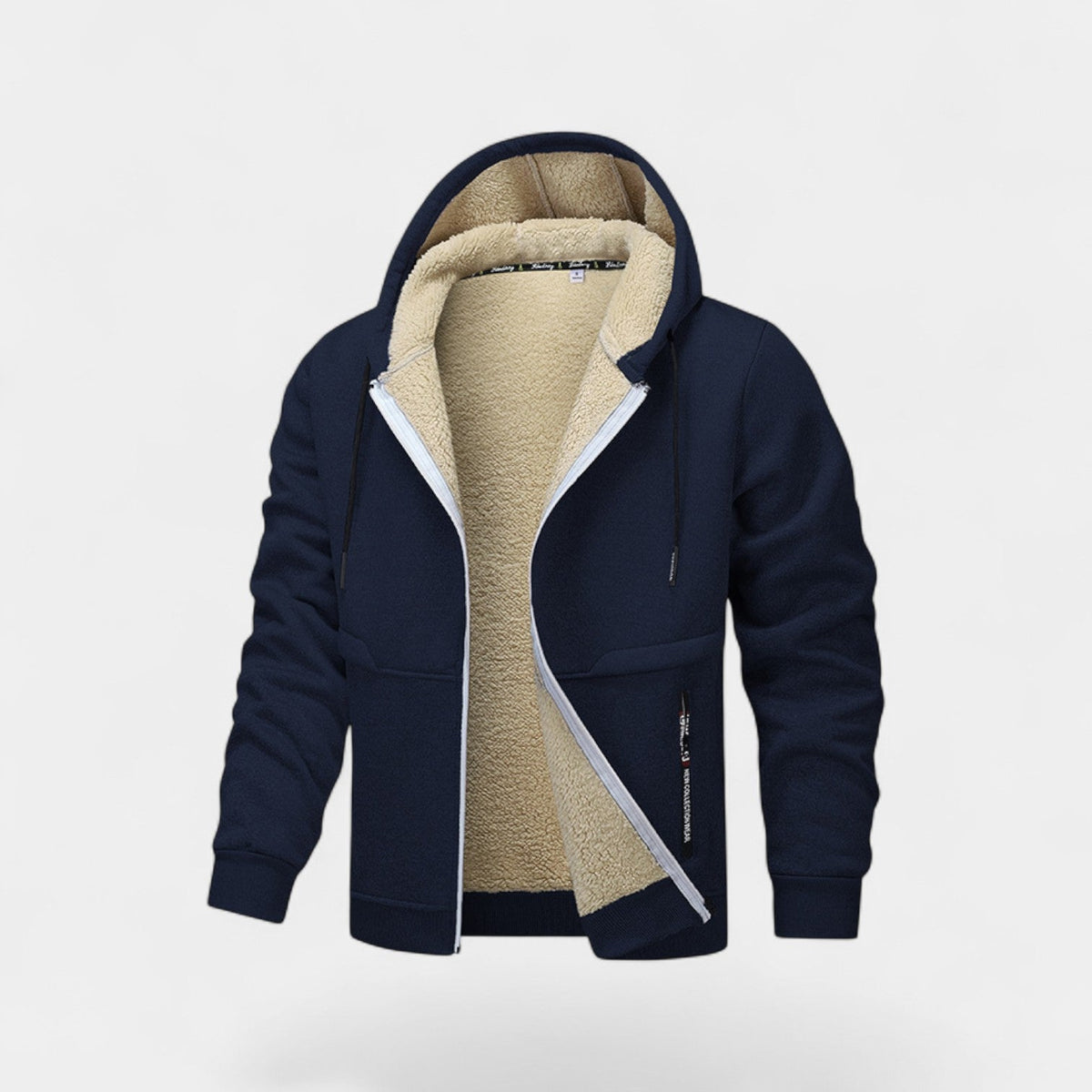 Men's Sherpa-Lined Hooded Cardigan – Full-Zip Relaxed Fit