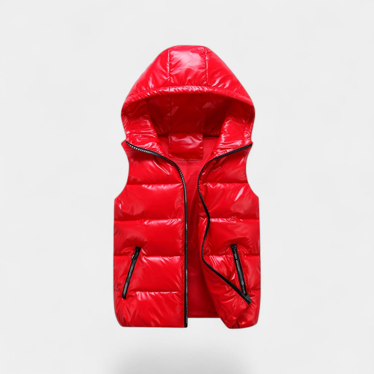 Men's Hooded Puffer Vest – Glossy Quilted Finish
