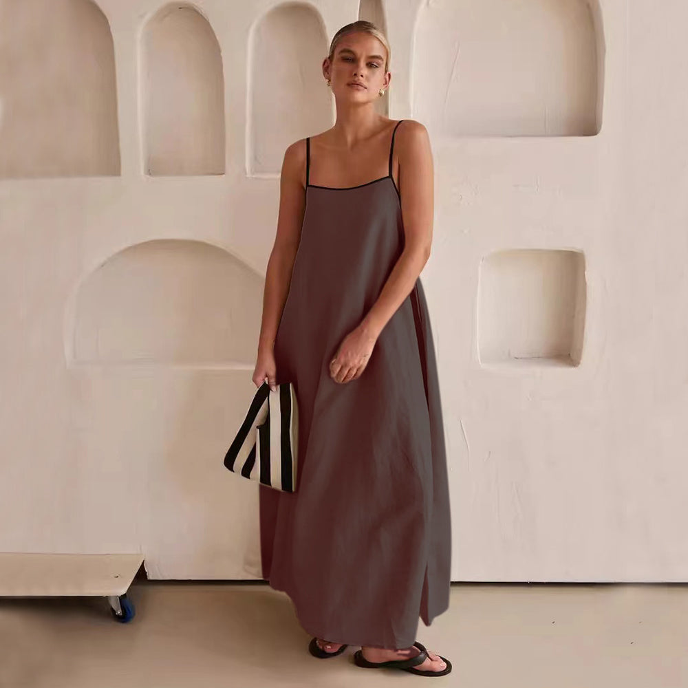 Women's Spaghetti Strap Maxi Dress – Minimal Flowing Cut