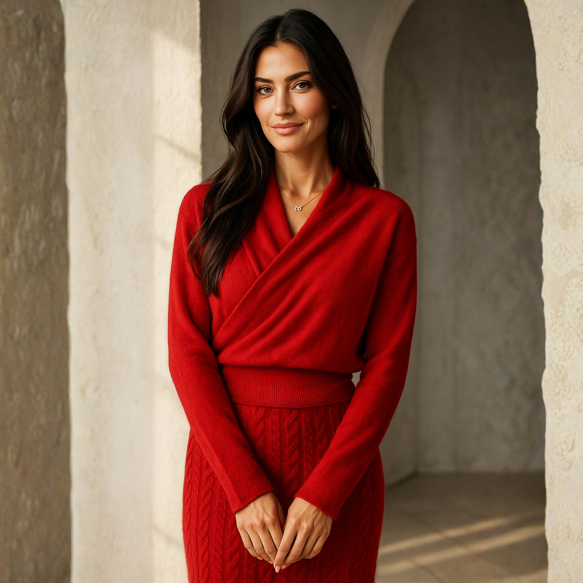 Women's Cashmere Sweater – Crossover Collar