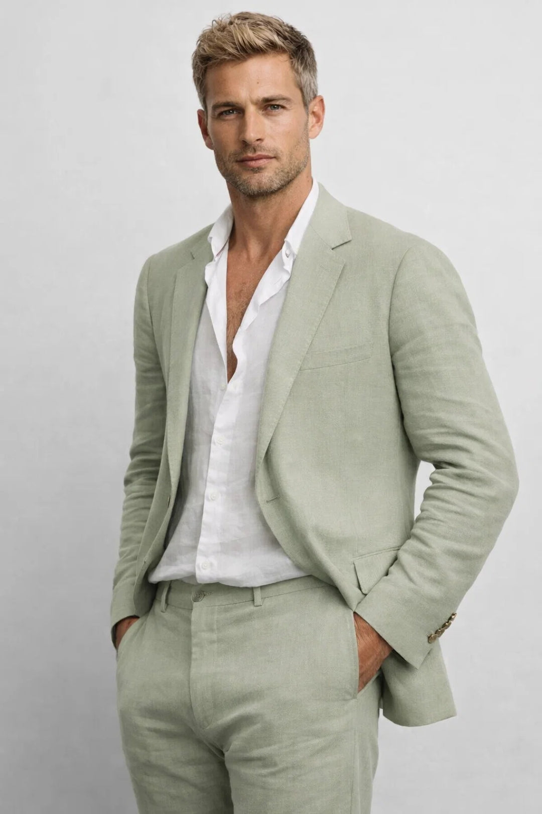 Men's Linen Two-Piece Suit – Structured Tailored Set