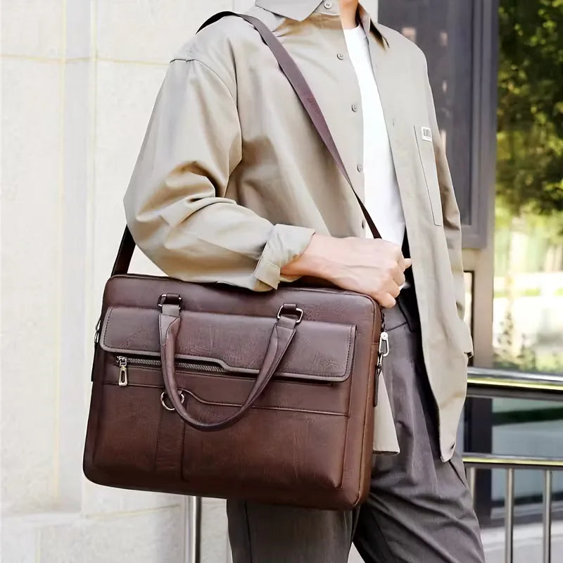 Men's Leather Laptop Bag – Structured 15-Inch Carry