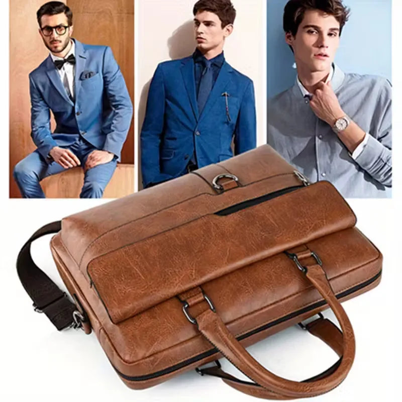 Men's Leather Laptop Bag – Structured 15-Inch Carry