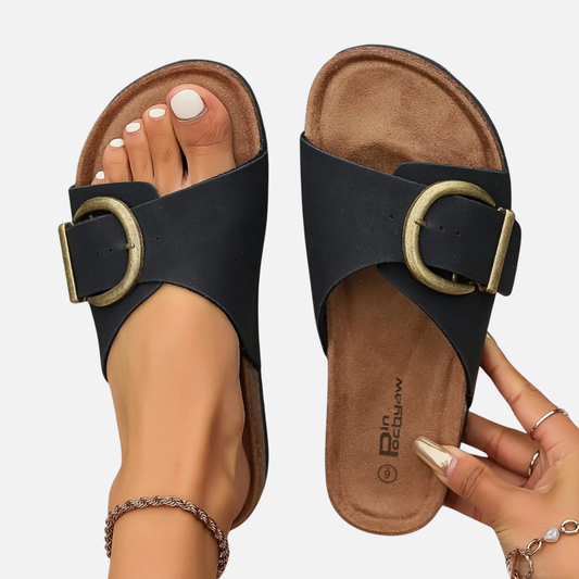 Women's Slip-On Flat Sandals – Cushioned Open Toe
