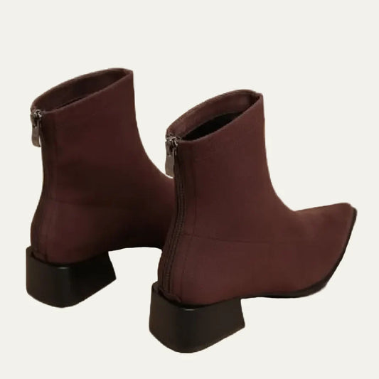 Women's Pointed-Toe Ankle Boots – Low Block Heel