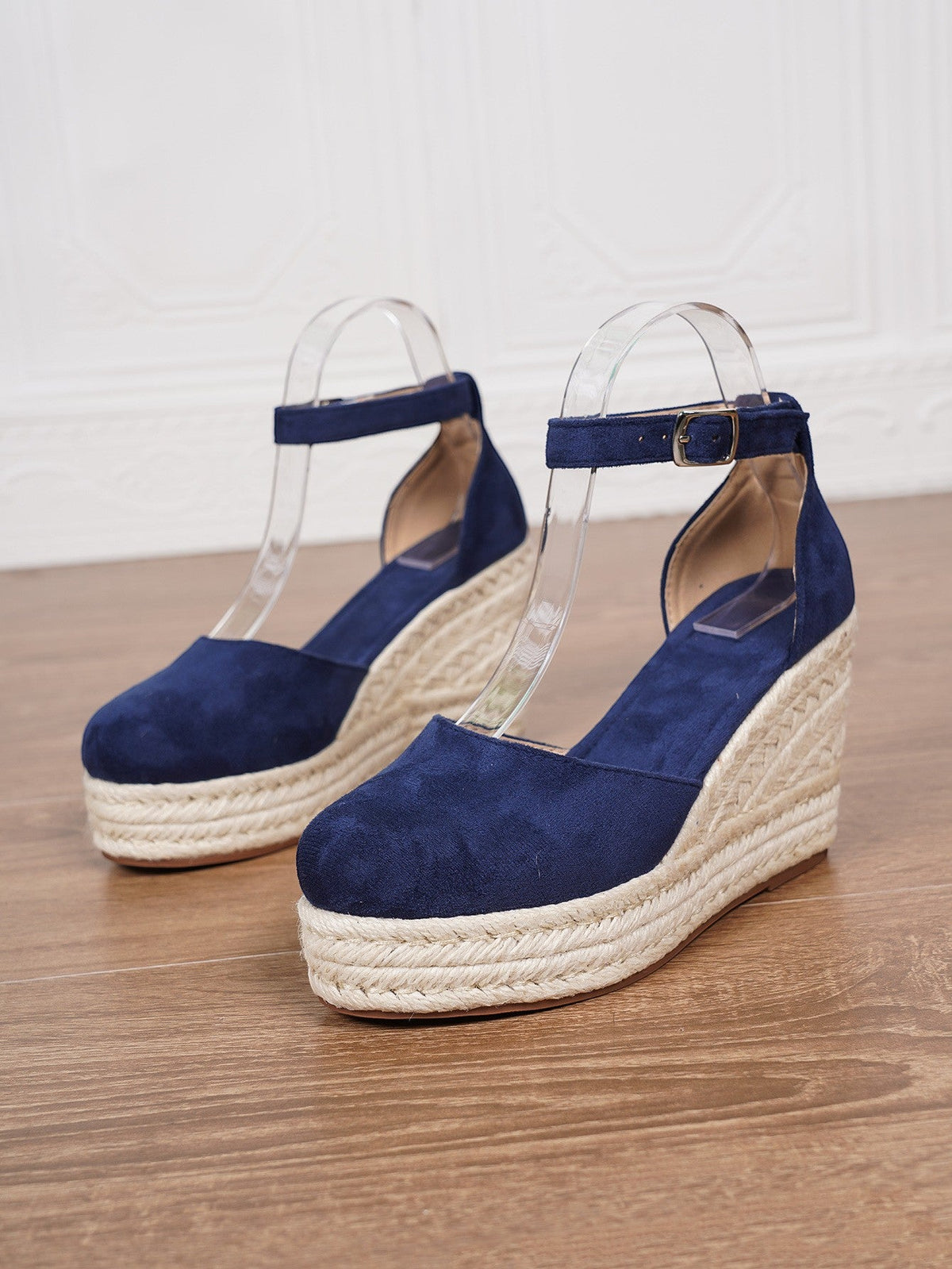Women's Suede Platform Sandal – Braided Espadrille Sole