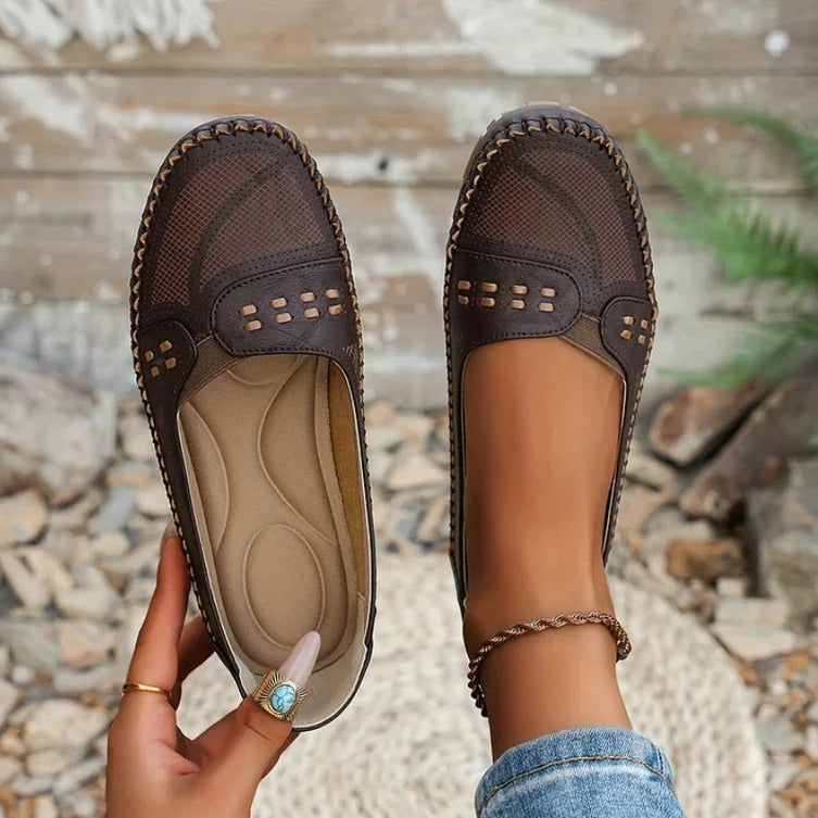 Women's Slip-On Loafers – Matte Round-Toe Flat