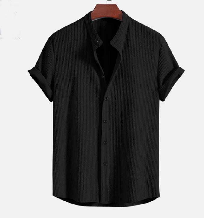 Men's Short Sleeve Button-Up Shirt – Relaxed Straight Hem