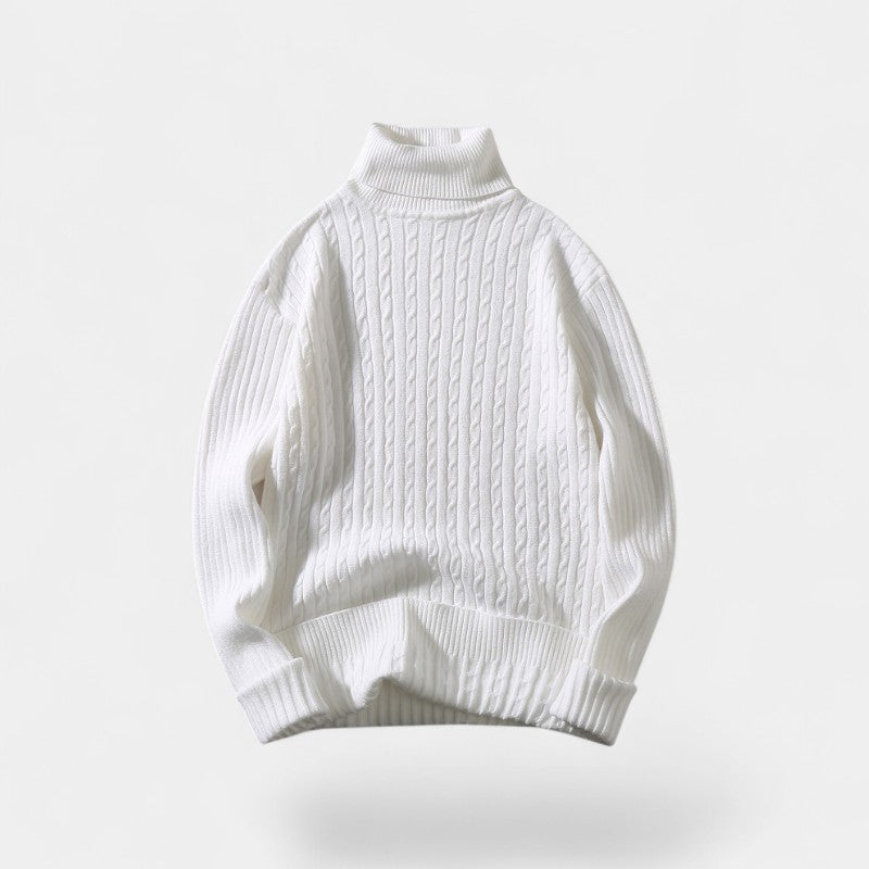 Men's Cable-Knit Turtleneck Sweater – High Roll Neck