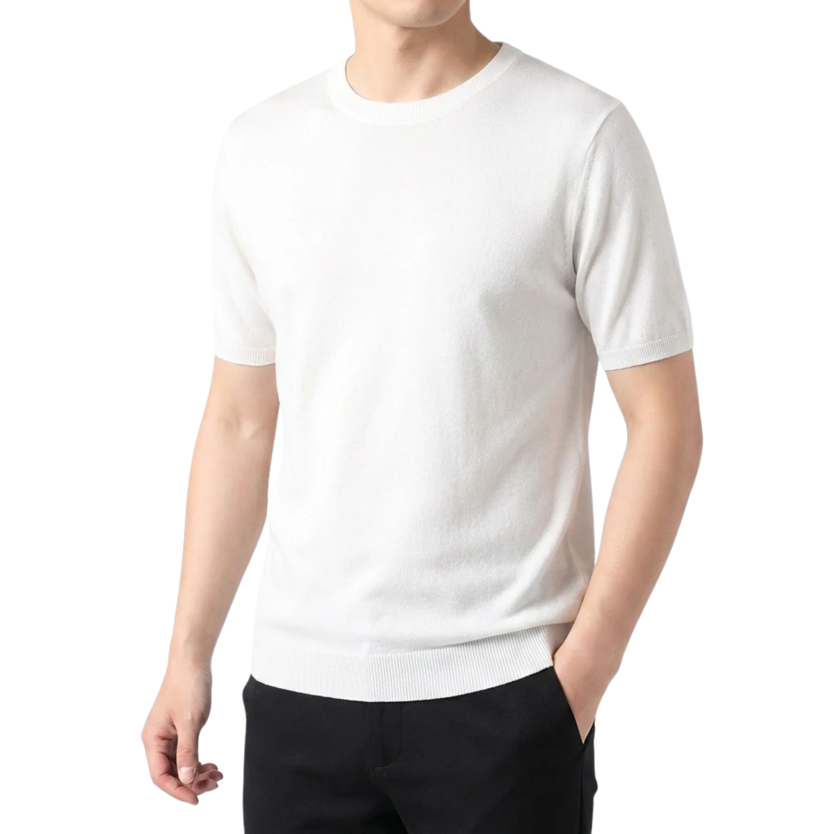 Men's Fine Knit T-Shirt – Relaxed Straight Crew Neck