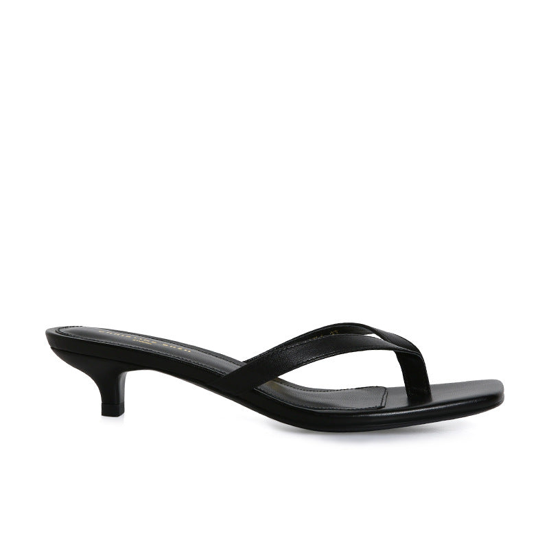 Women's Leather Heeled Flip Flops – Sculpted Toe-Post Heel