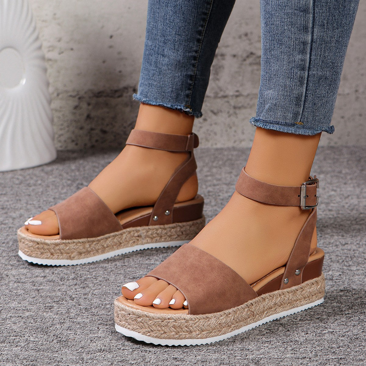 Women's Platform Espadrille Sandal – Jute Flatform Ankle Strap