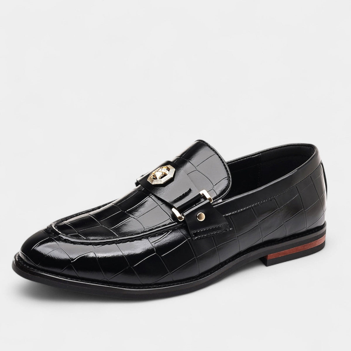 Men's Leather Loafers – Plaid Strap Slip-On