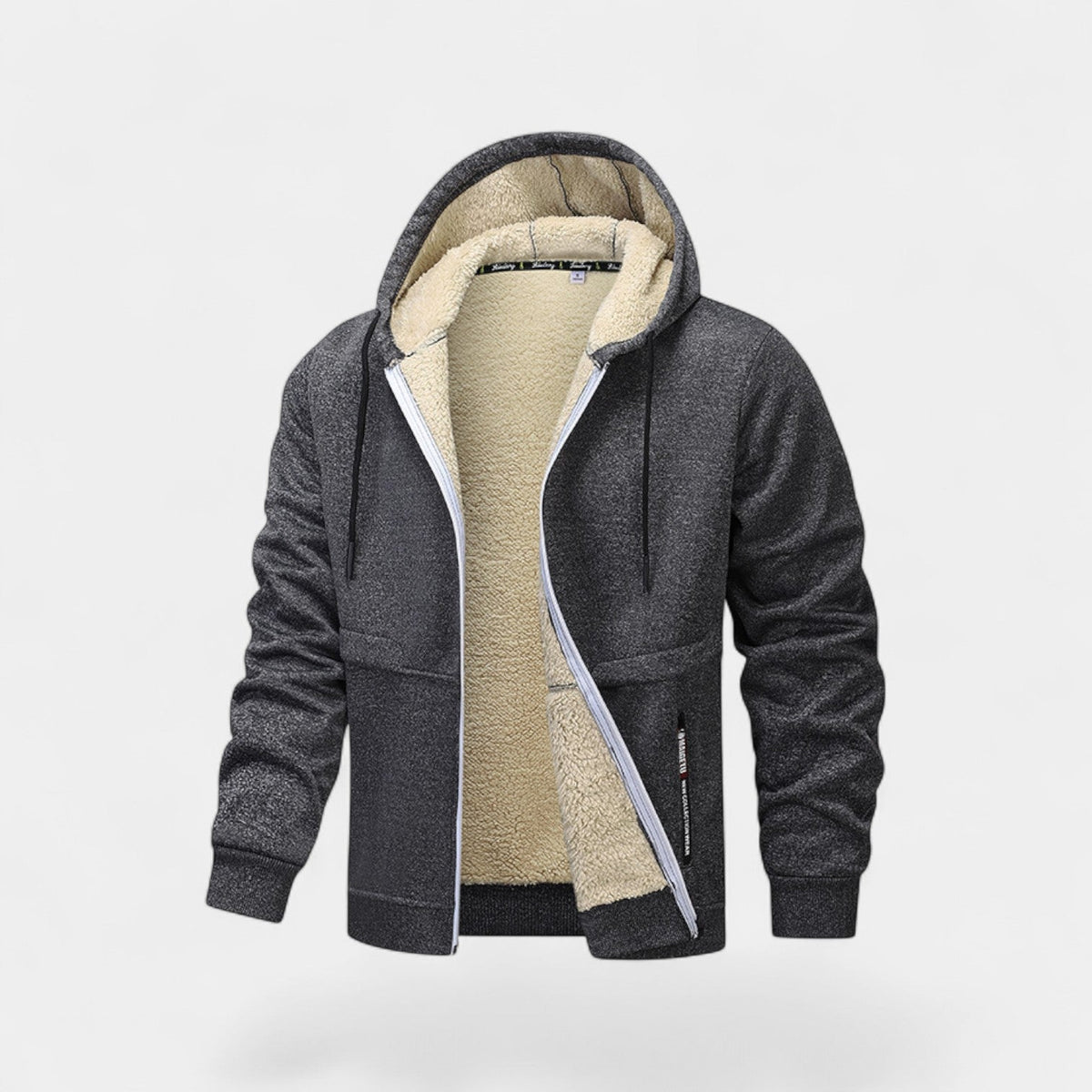 Men's Sherpa-Lined Hooded Cardigan – Full-Zip Relaxed Fit