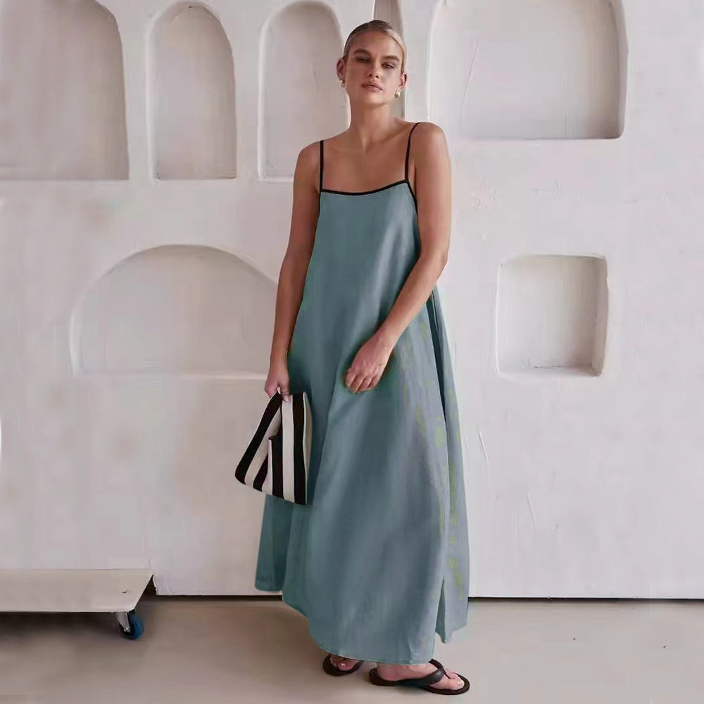 Women's Spaghetti Strap Maxi Dress – Minimal Flowing Cut