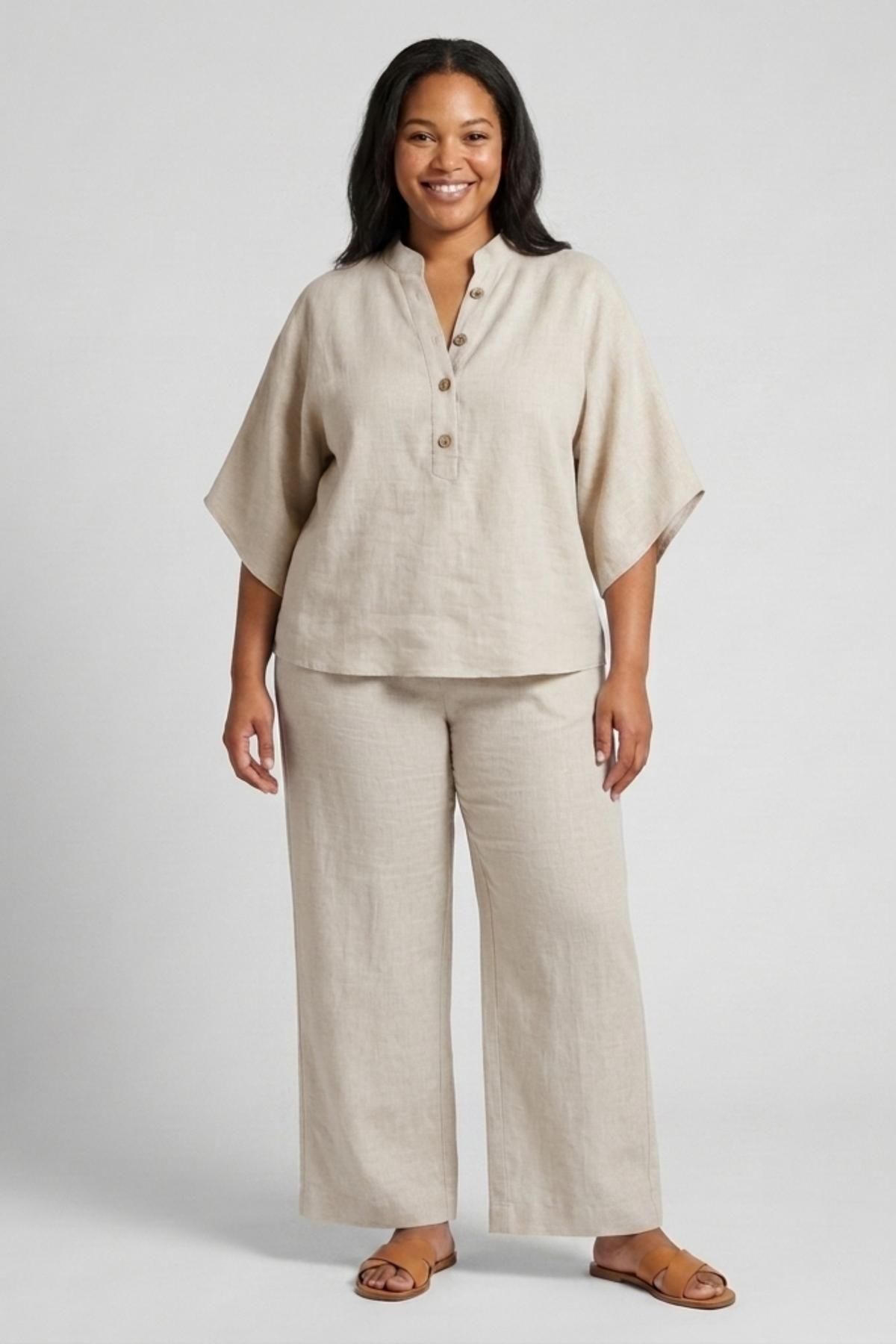 Women's Cotton-Linen Two-Piece Set – Balloon Leg Pants