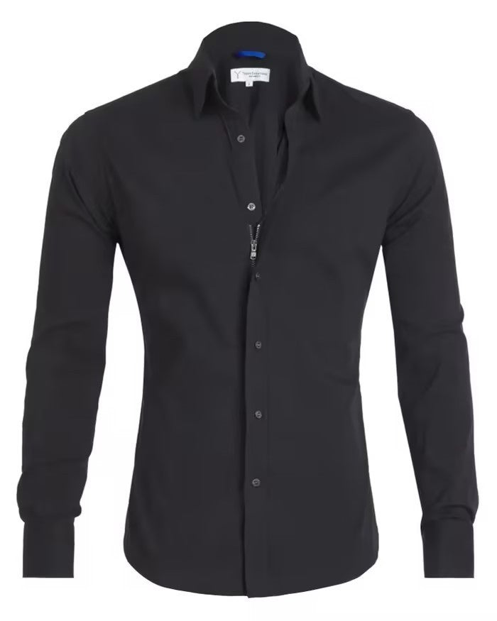 Men's Oxford Cotton Shirt – Hidden Zip Placket