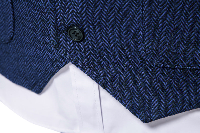 Men's Herringbone Vest – Tailored Single-Breasted Fit