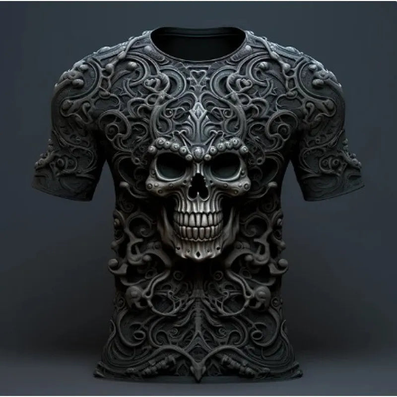 Men's Graphic T-Shirt – 3D Skull Print Loose Fit