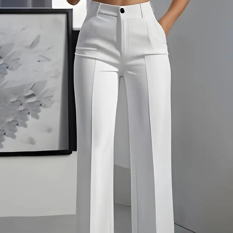 Women's Wide-Leg Tailored Pants – High-Rise Structured Fit