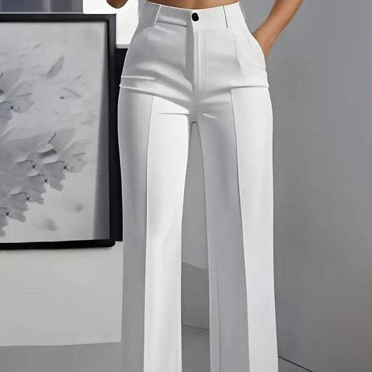 Women's Wide-Leg Tailored Pants – High-Rise Structured Fit