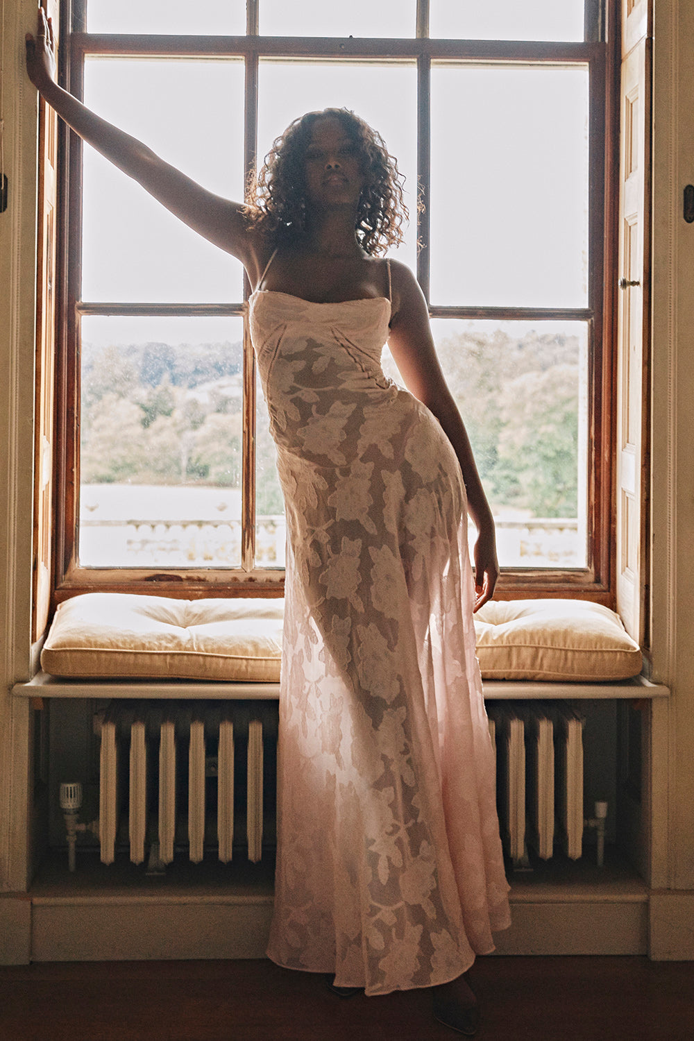 Women's Strappy Maxi Dress – Embroidered Flared Hem