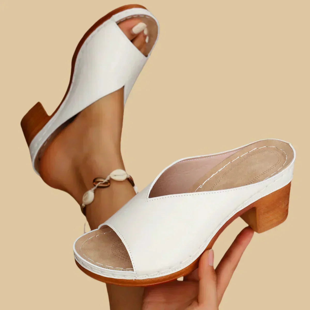 Women's Heeled Mule Sandals – Open-Back Slip-On