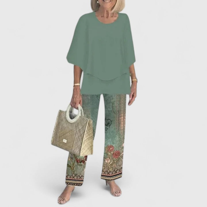 Women's Two-Piece Pants Set – Half Sleeve Wide-Leg