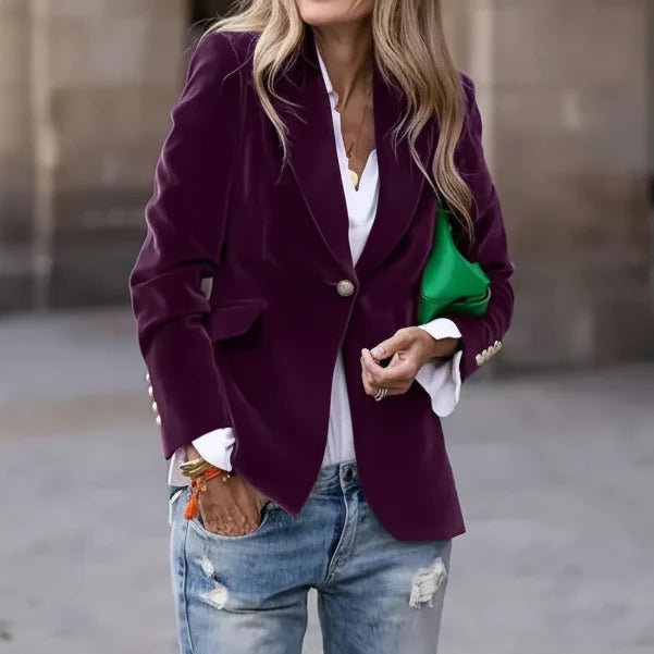 Women's Velvet-Look Blazer – Slim Buttoned Fit