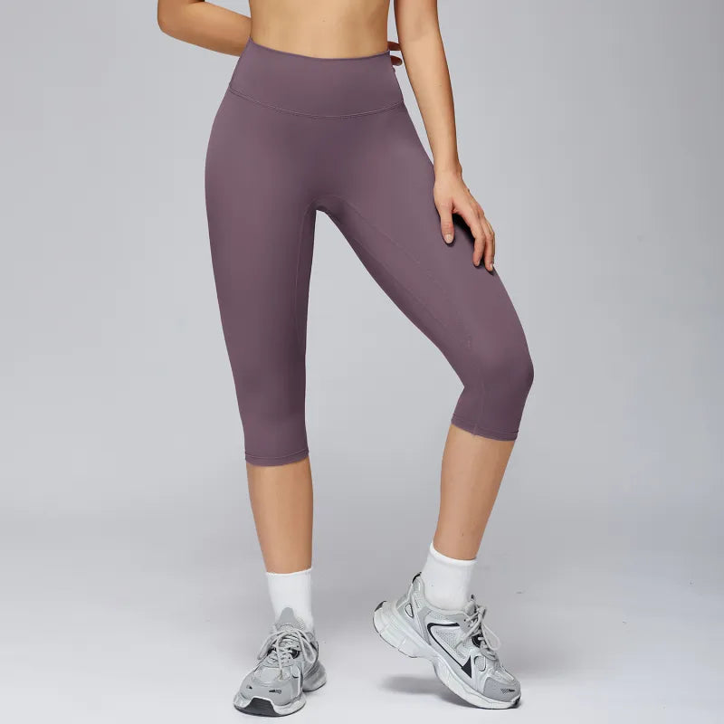 Women's High-Waisted Capri Leggings – Knee-Length Yoga Fit