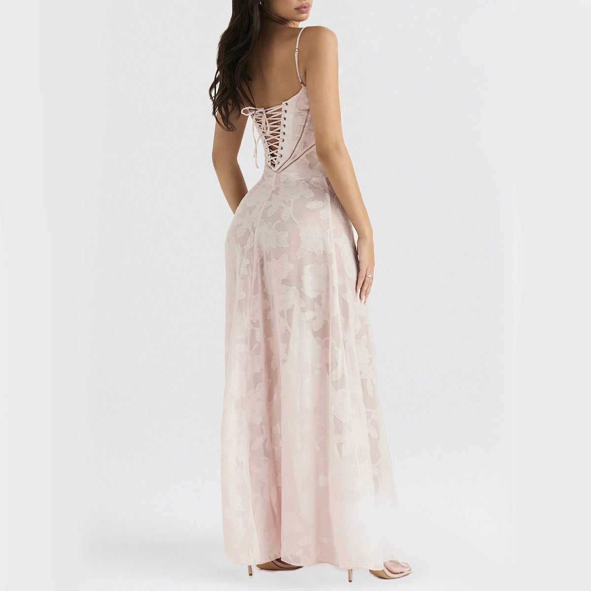 Women's Lace Maxi Dress – Sweetheart Neck Slip-Lined