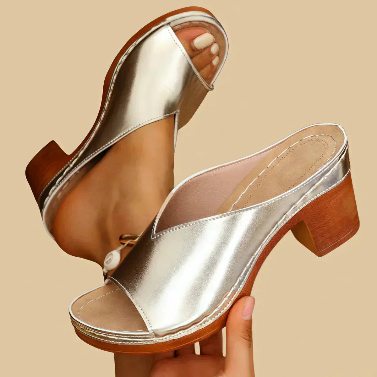 Women's Heeled Mule Sandals – Open-Back Slip-On