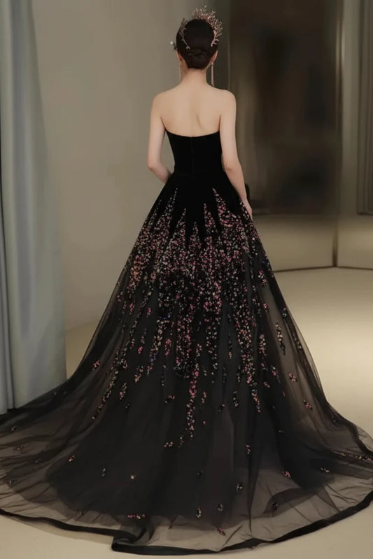 Women's Sequin Tulle Ball Gown – Sweetheart Strapless Bodice