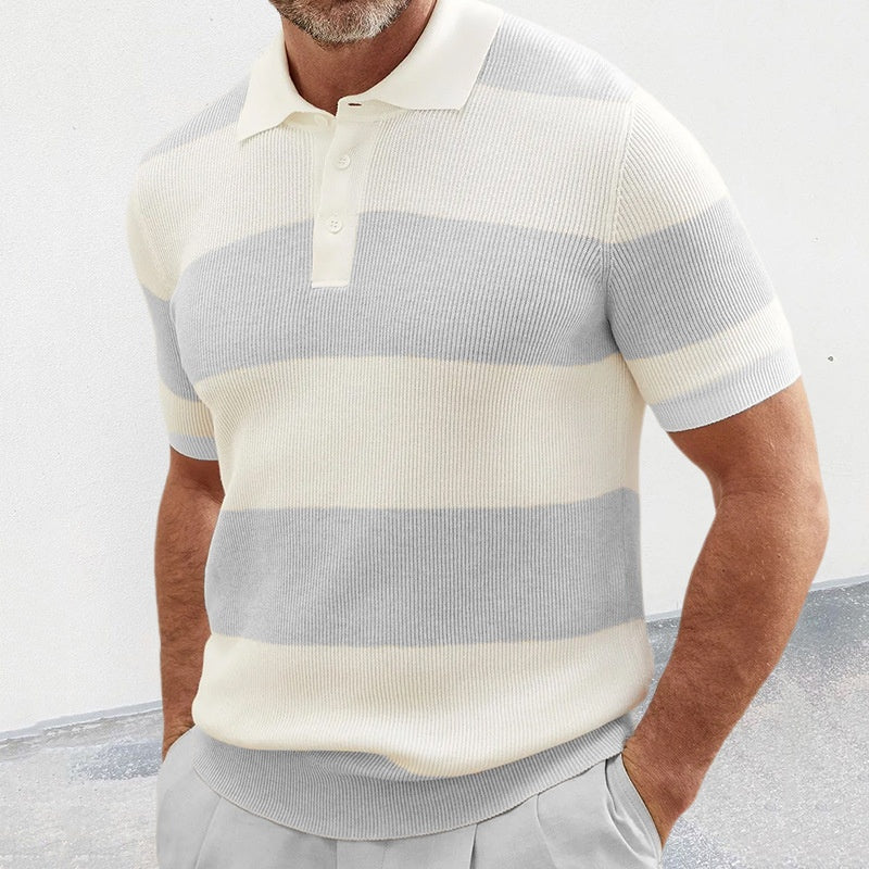 Men's Cotton Polo Shirt – Slim Fit Color-Block