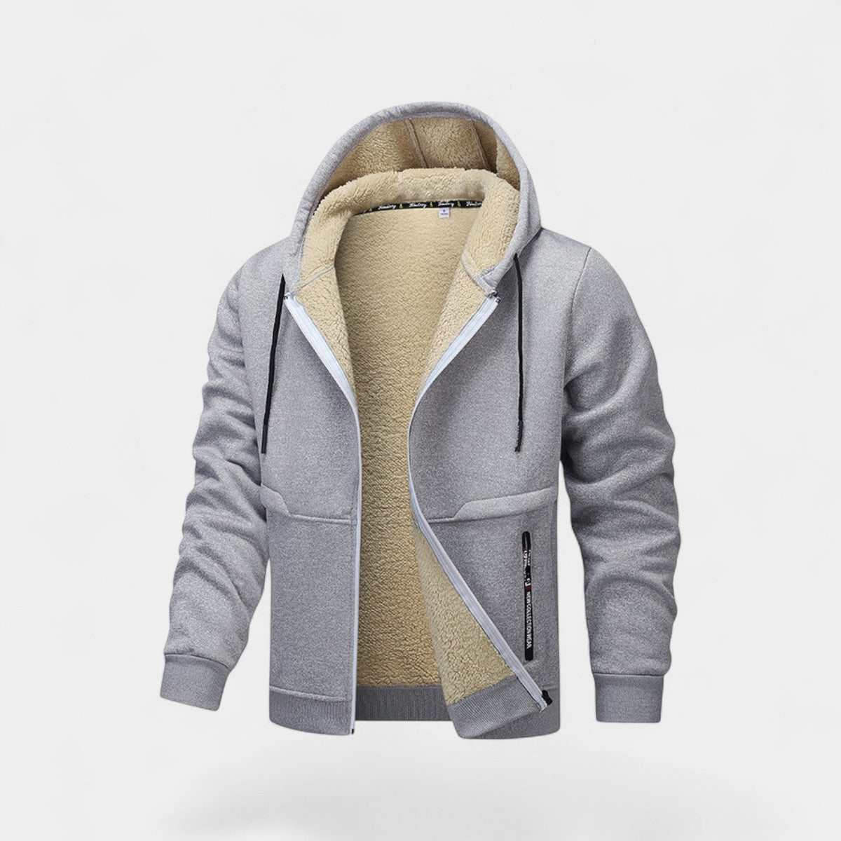 Men's Sherpa-Lined Hooded Cardigan – Full-Zip Relaxed Fit