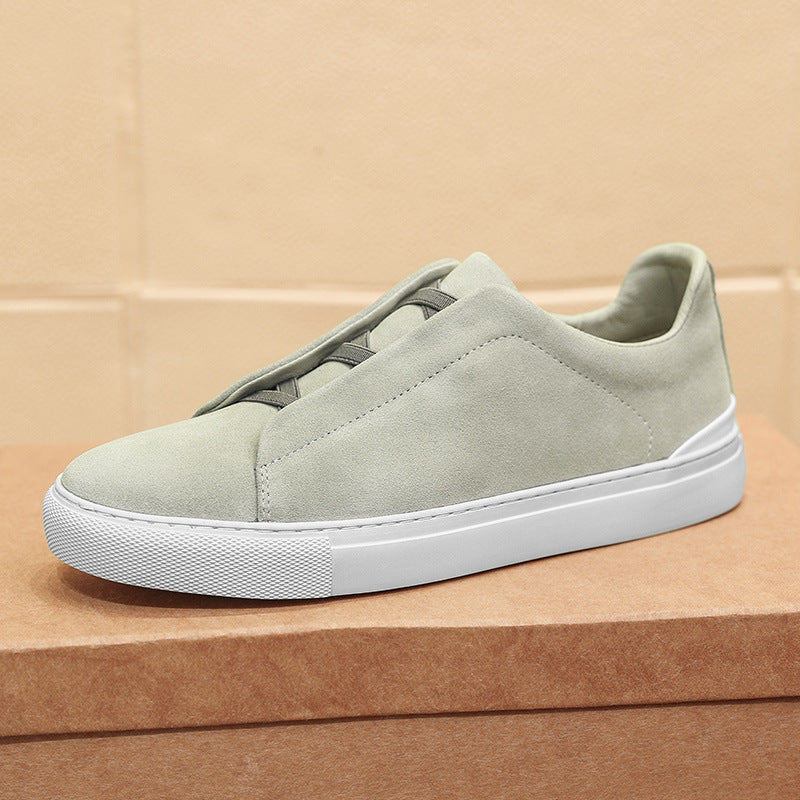 Men's Suede Slip-On Sneaker – Elastic Cross Strap