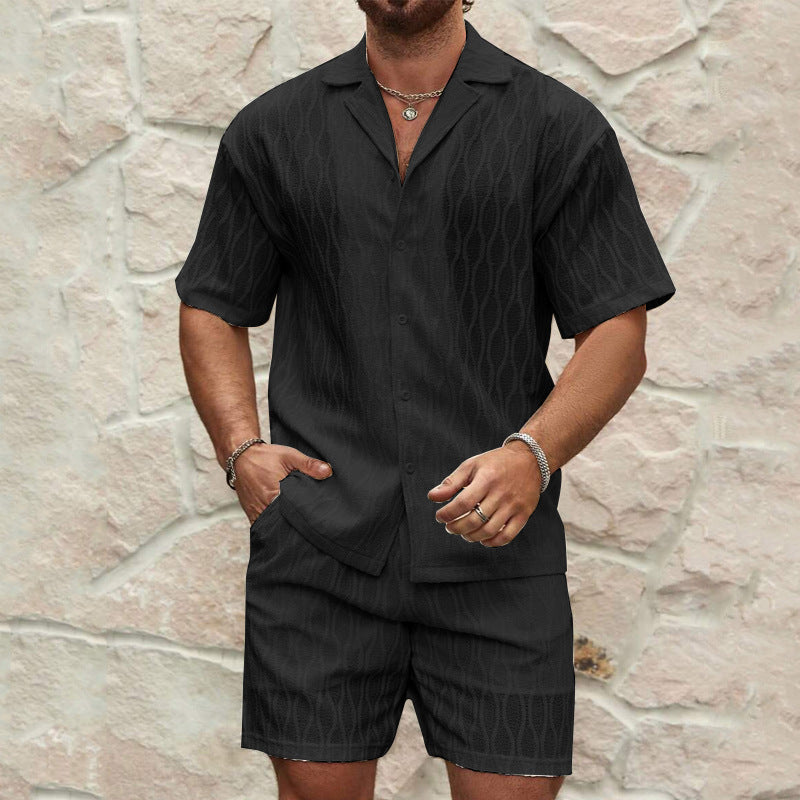 Men's Shirt and Shorts Set – Relaxed Open-Collar Fit