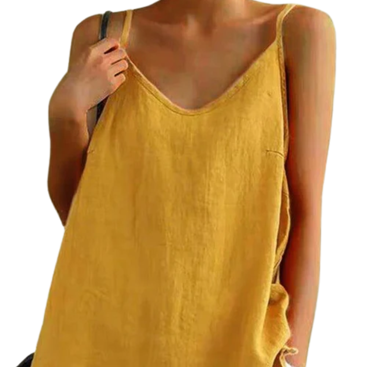 Women's Cotton-Linen Cami Top – Relaxed V-Neck Fit