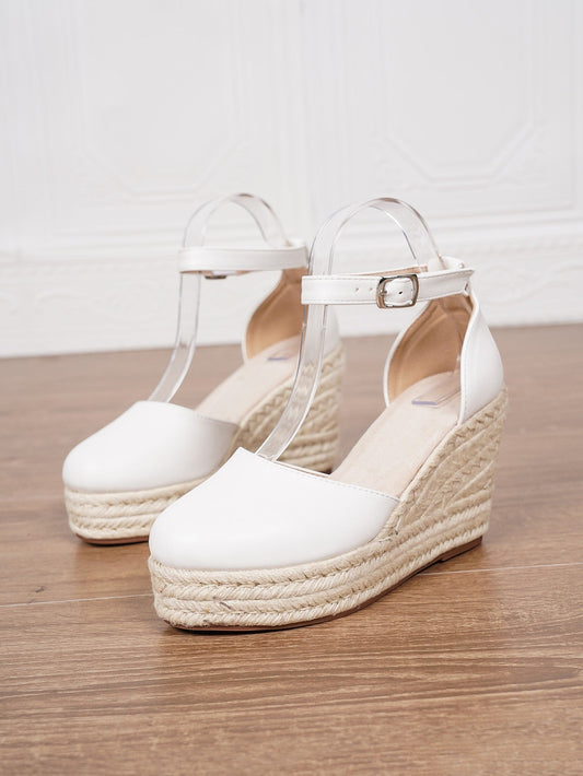 Women's Suede Platform Sandal – Braided Espadrille Sole